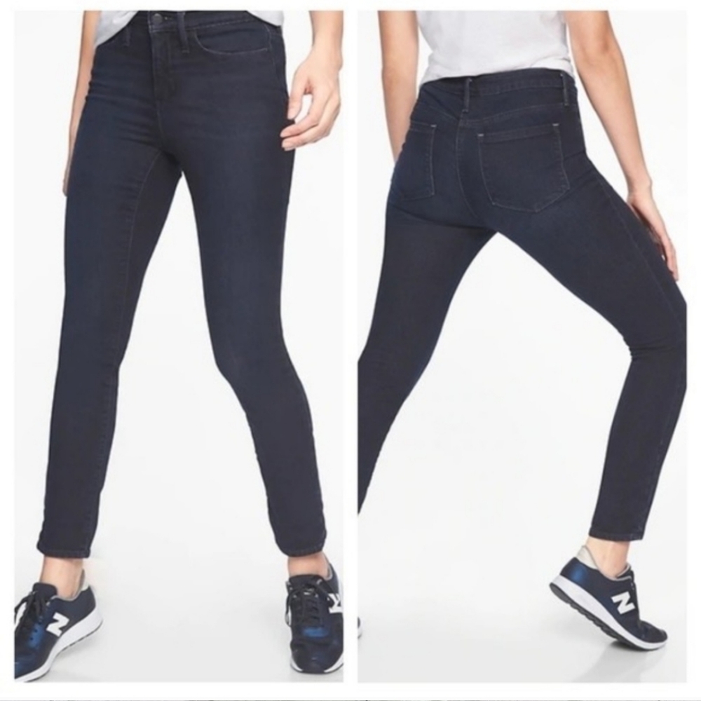 Athleta Sculptek Activewear Athletic Dark Blue Wash Skinny Jeans Size 6